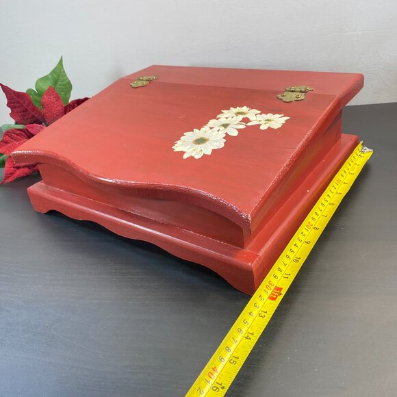 Handmade Wooden Jewelry Box, Top Opening Keepsake, Flower, Brown Box, Luxury Woo - Picture 6 of 10